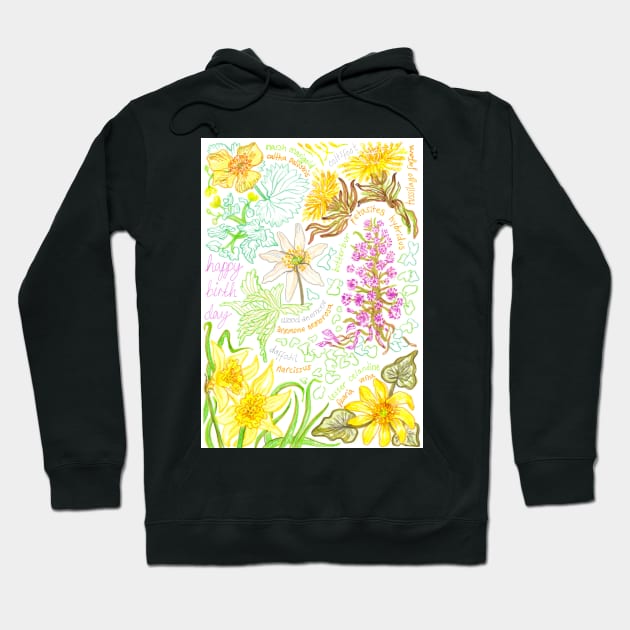 Happy Birthday spring flowers Hoodie by sadnettles